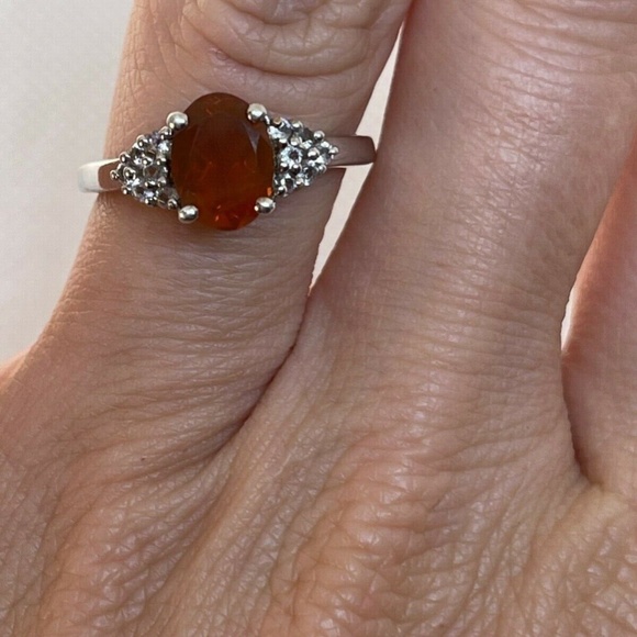 Natural Fire Opal Ring Sterling Silver Size 6 - Picture 3 of 6